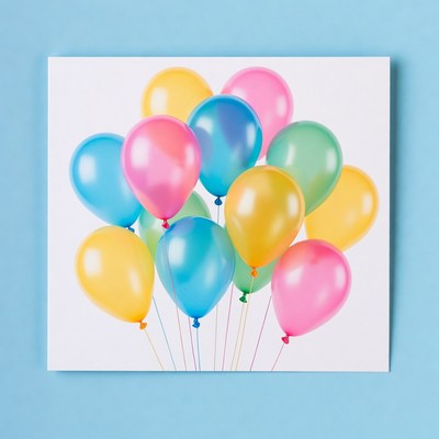Colorful Balloons on Blue Background