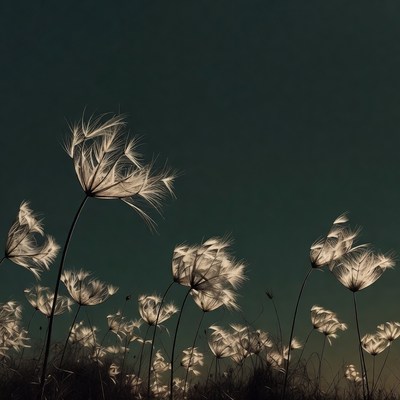 Fluffy Seed Heads in Dark Field
