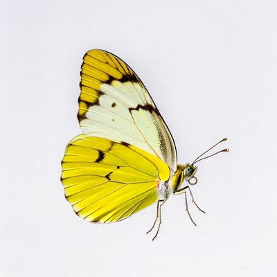Yellow butterfly on white background