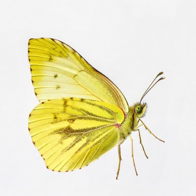 Yellow butterfly on white background