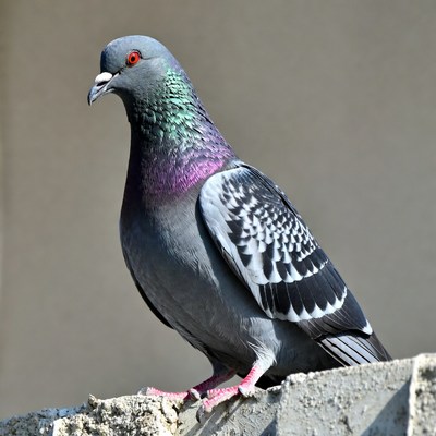 Gray pigeon perched on wall