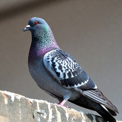 Gray pigeon on concrete wall
