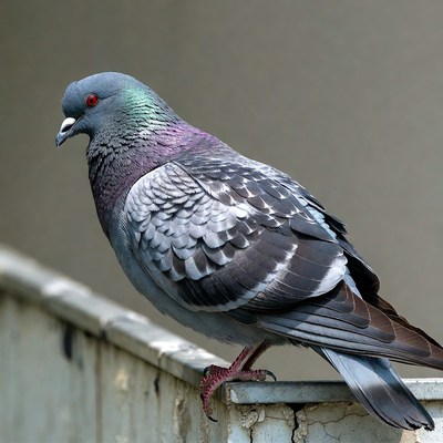 Gray pigeon perched on ledge