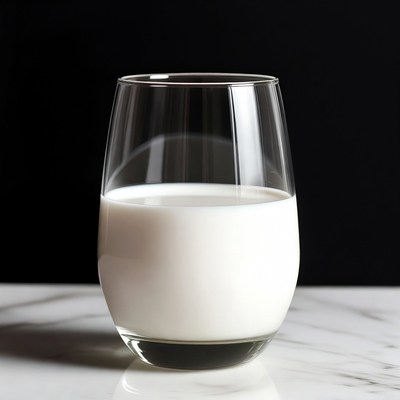 Glass of Milk on Marble
