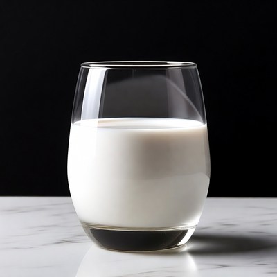 Glass of milk on marble