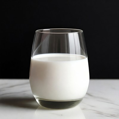 Glass of milk on marble