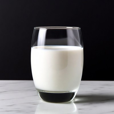 Glass of Milk on Black Background