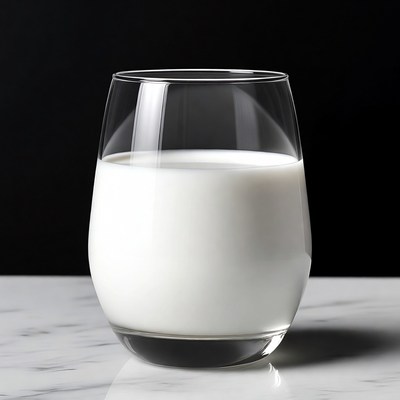 Glass of Milk on Marble