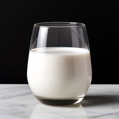 Glass of milk on marble