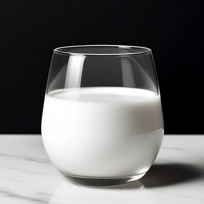 Glass of milk on marble