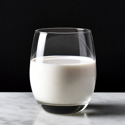 Glass of milk on marble
