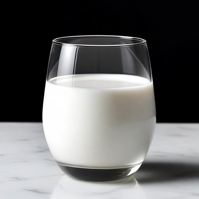 Glass of Milk on Marble