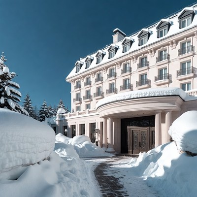 Snowy Luxury Hotel in Mountains