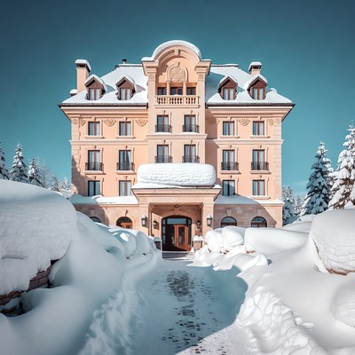 Luxury Hotel Covered in Snow