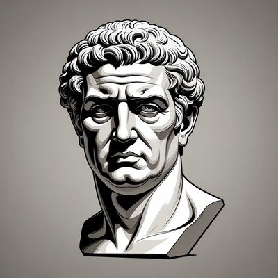 Ancient Roman Man Bust Illustration