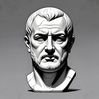 Ancient Roman Man Bust Illustration
