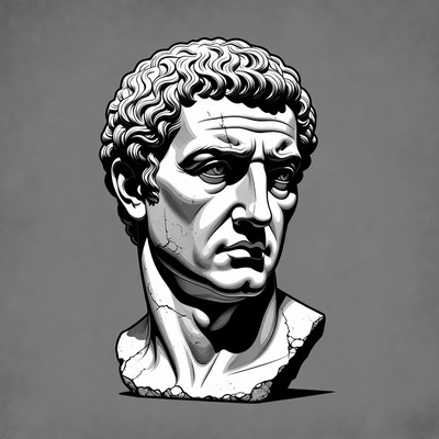 Ancient Roman Man Bust Illustration