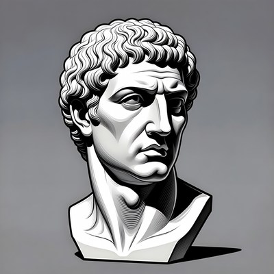 Roman Man Bust Illustration