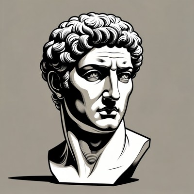 Roman Man Bust Illustration