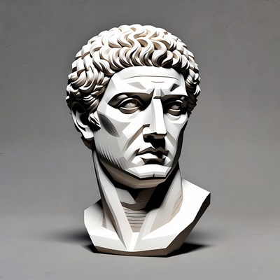 White Roman Man Bust Sculpture