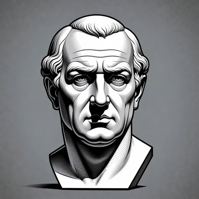 Line Art Portrait of Elderly Man