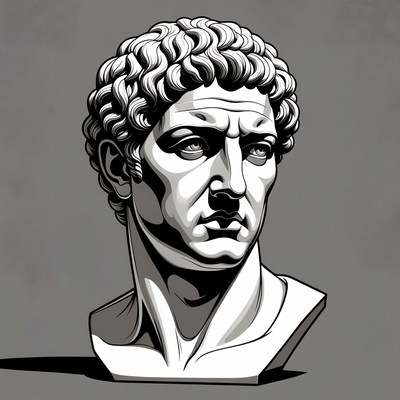 Roman Man Bust Illustration