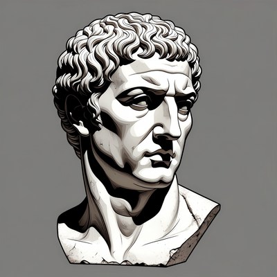 Ancient Roman Man Bust Illustration
