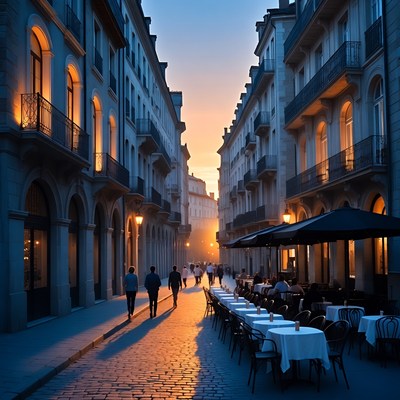 Sunset Street Cafe with People