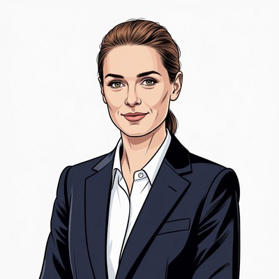 Woman in navy blazer suit