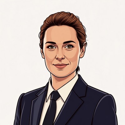 Woman in black suit illustration