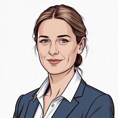 Woman in navy blazer smiling