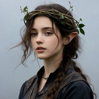 Woman with elf ears and ivy crown