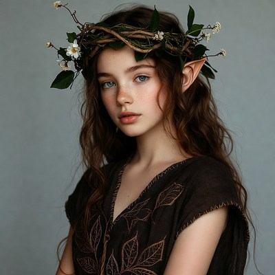 Girl with floral elf crown