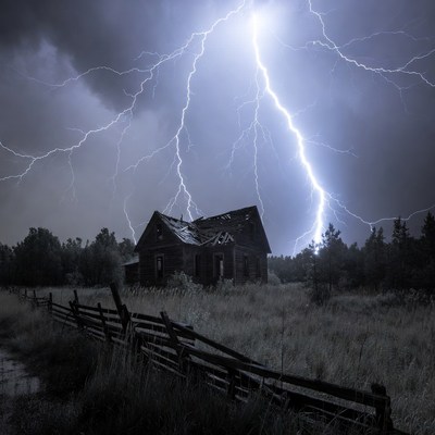 Abandoned House Struck by Lightning