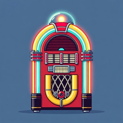 Retro Neon Jukebox Illustration