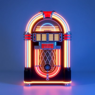 Neon-Lit Retro Jukebox