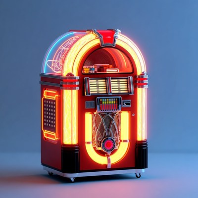 Neon-Lit Retro Jukebox
