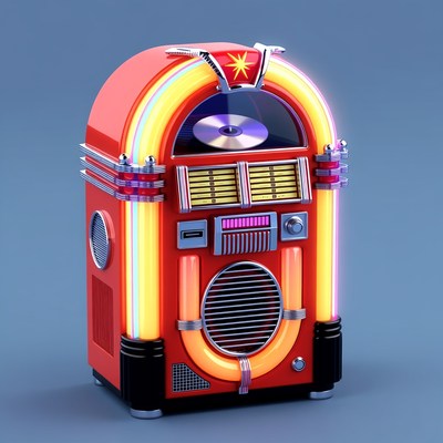 Retro Red Jukebox with Neon Lights