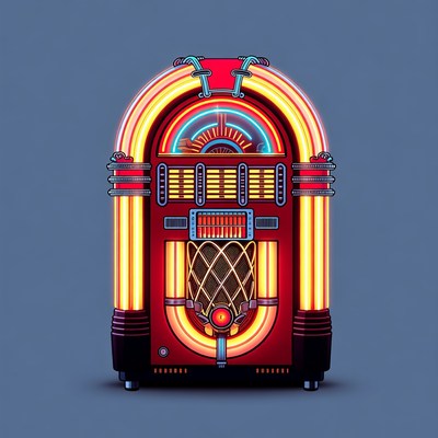 Neon Glowing Retro Jukebox