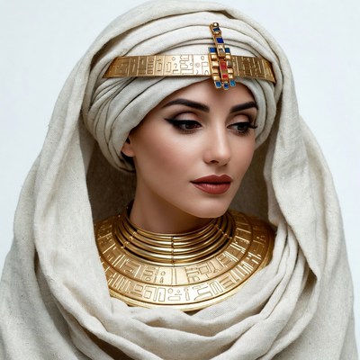 Egyptian woman in gold jewelry