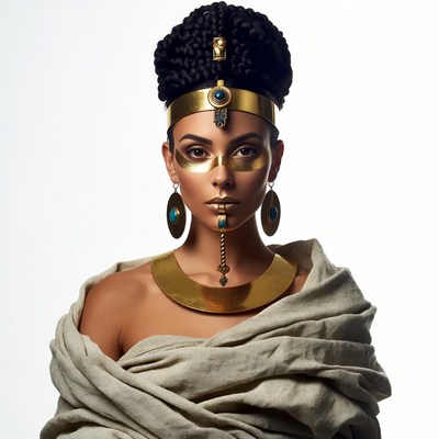 African woman in Egyptian queen attire