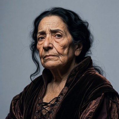 Elderly woman in velvet Renaissance dress