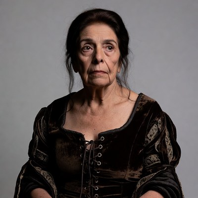 Elderly woman in velvet Renaissance dress