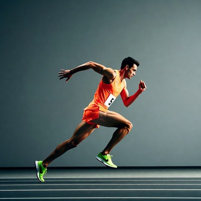 Male runner sprinting on track