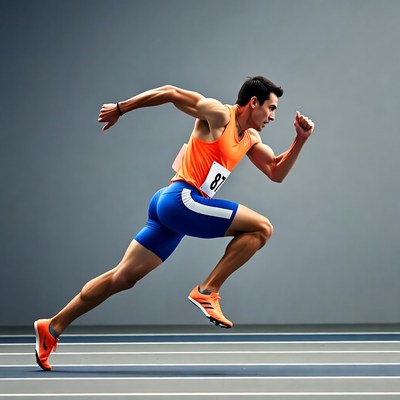 Athletic man sprinting on track