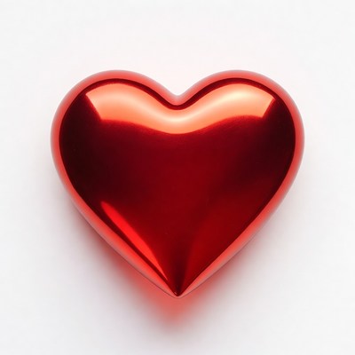 Shiny Red Heart on White