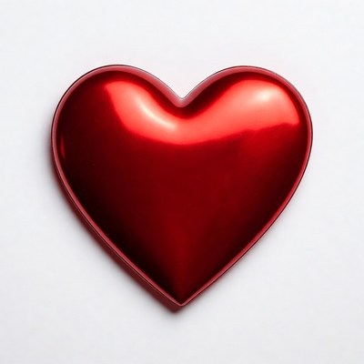 Shiny Red Heart on White Background