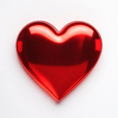 Shiny Red Heart on White Background