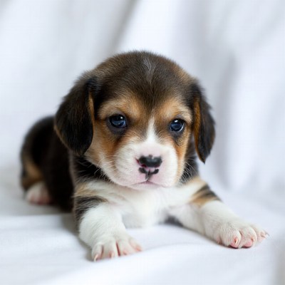 Cute Beagle Puppy on White Background