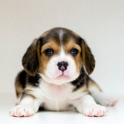 Cute Beagle Puppy on White Background